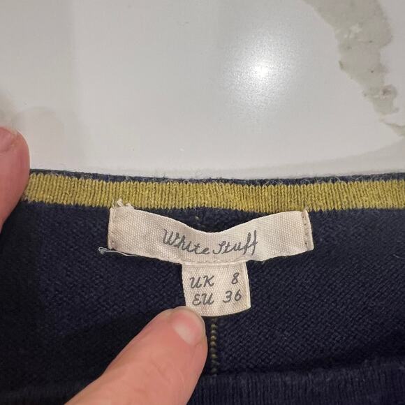 White Stuff Organic Cotton Blend Navy Blue Sweater Small - Picture 2 of 12